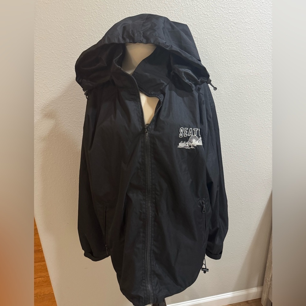 Cheneral Seattle Embroidered -black Zip Up Jacket |medium -Removable Hood USA - Picture 5 of 12